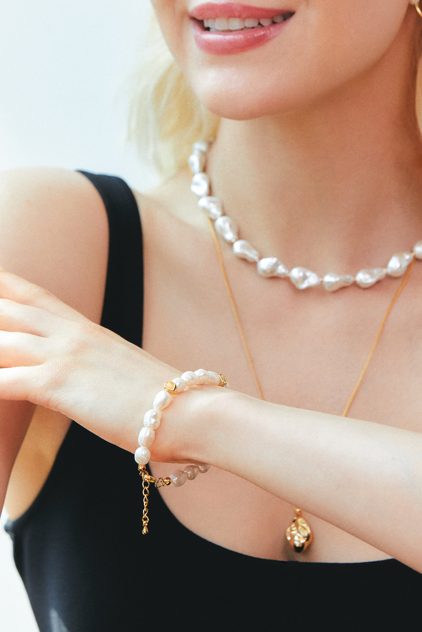 Pearl & Cutting ball Bracelets