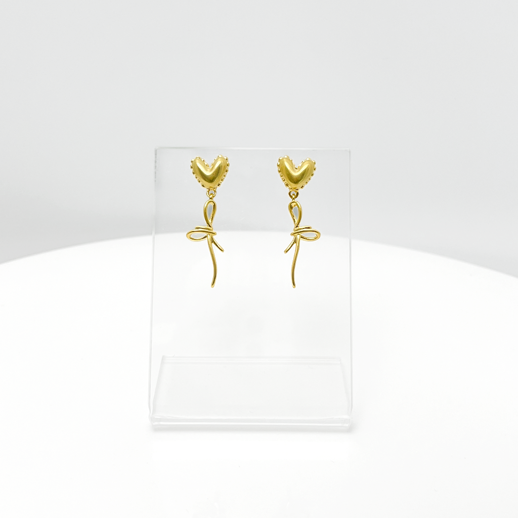 Slim Bow Heart Earrings