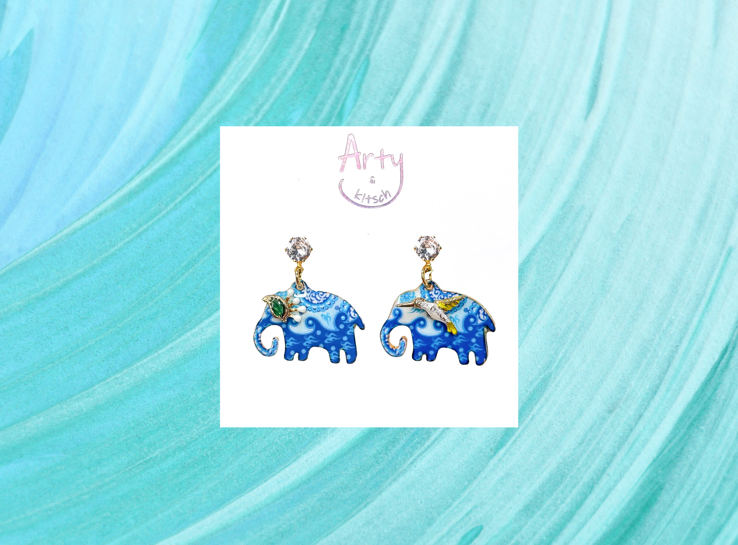 Blue Elephant Earrings