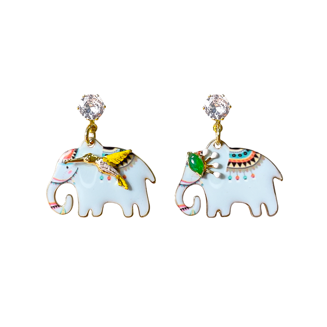 White Elephant Earrings