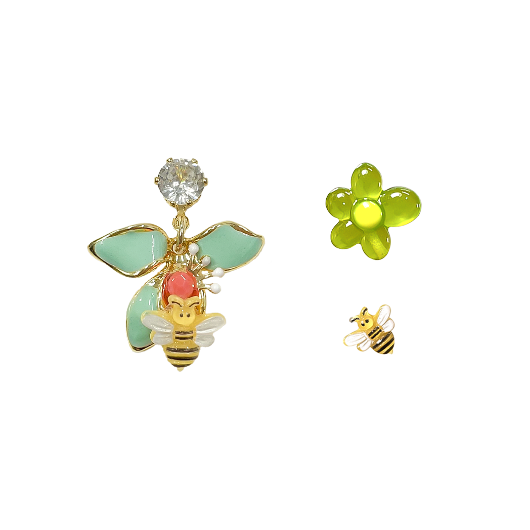 Bee & Jelly Flower Mismatched Earrings