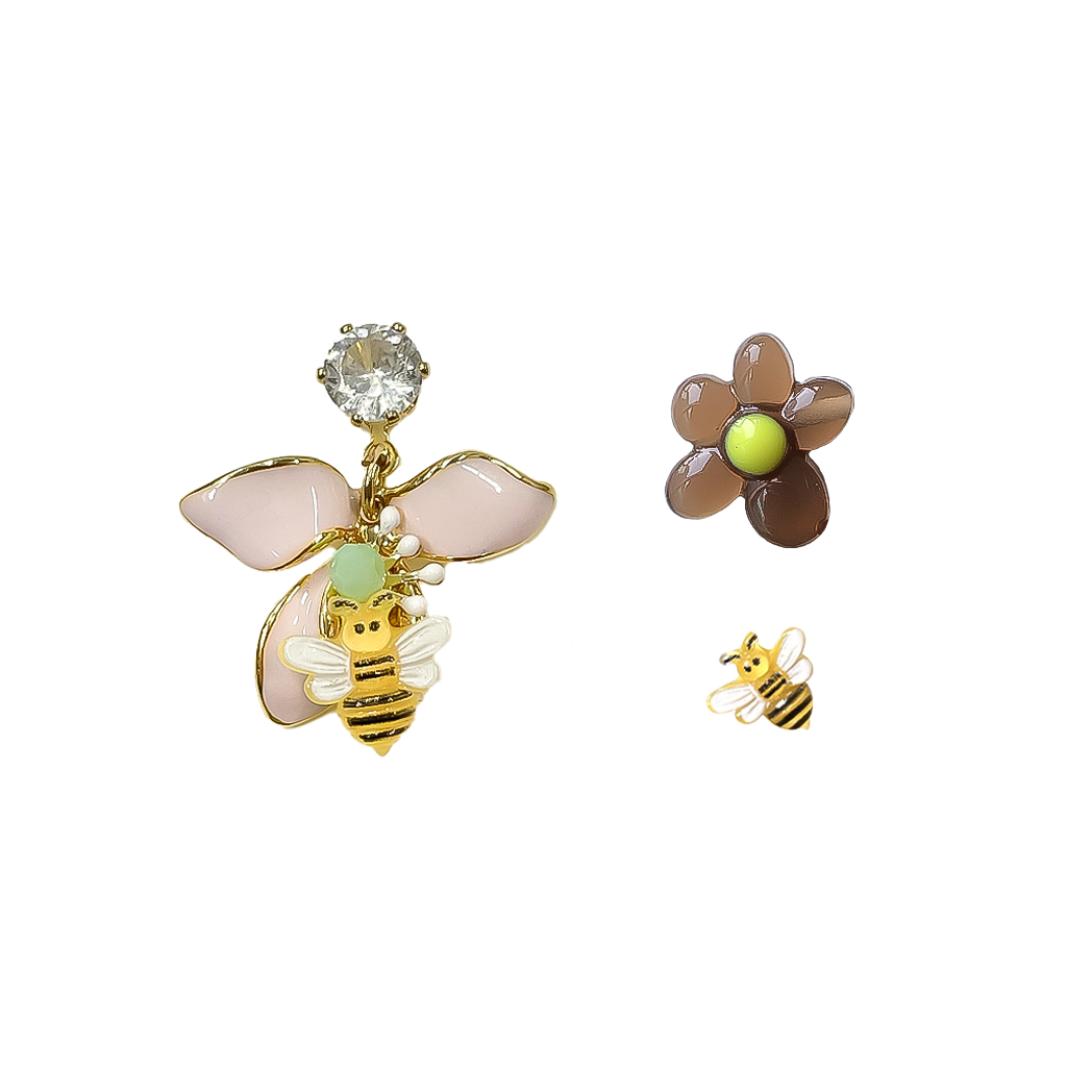 Bee & Jelly Flower Mismatched Earrings