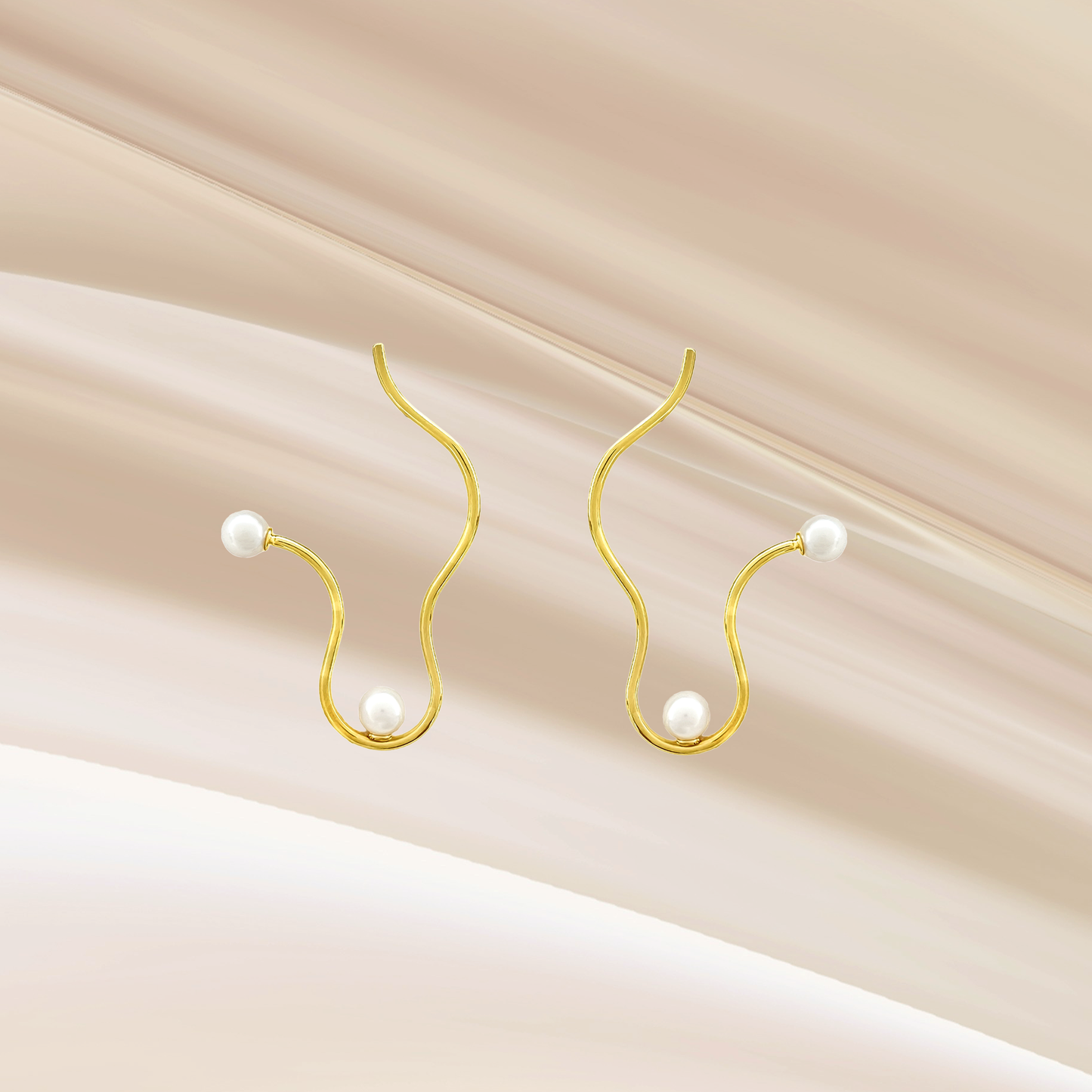 Gold Flow Pearl Earrings