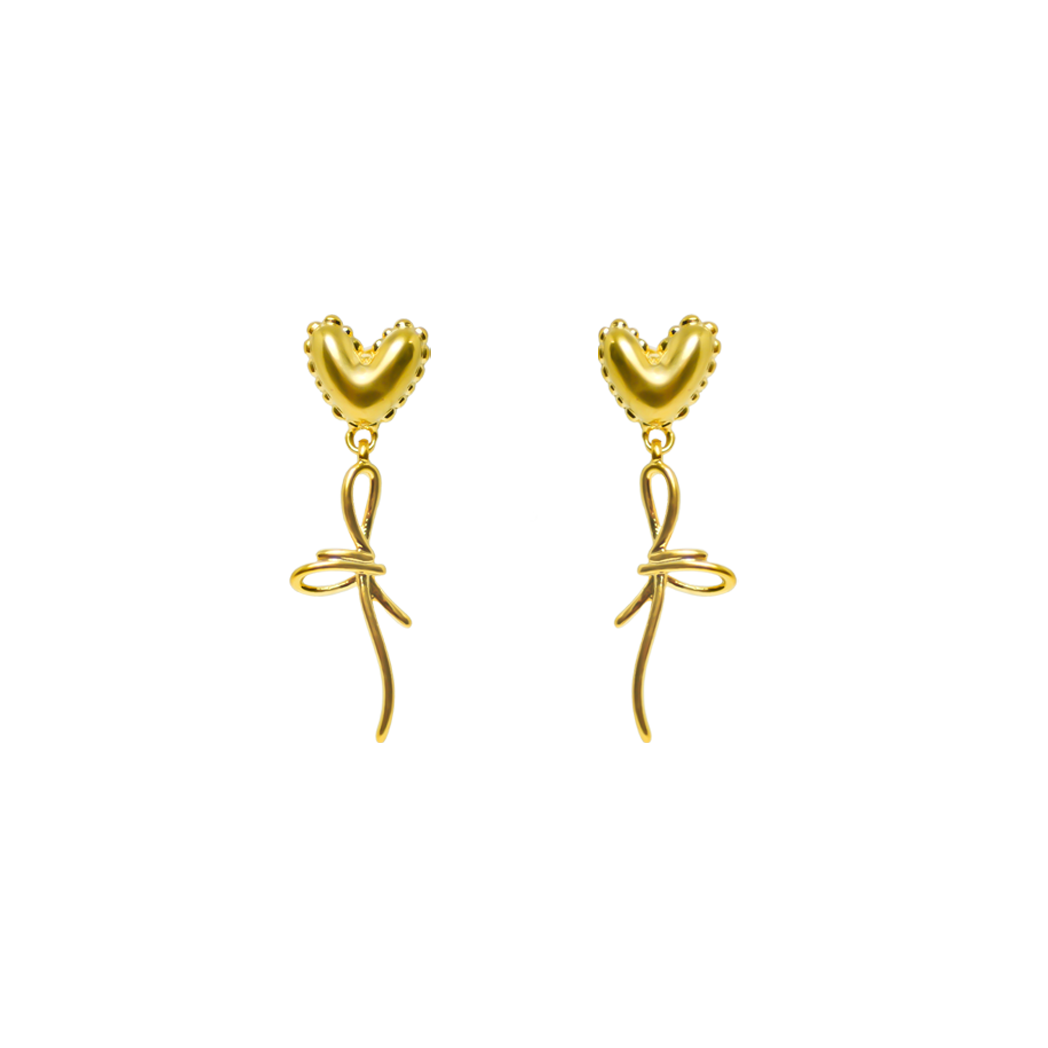 Slim Bow Heart Earrings