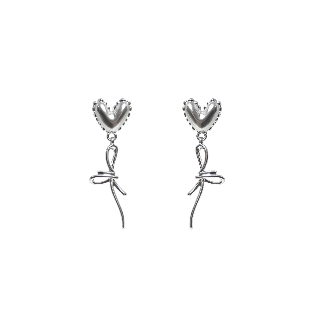Slim Bow Heart Earrings