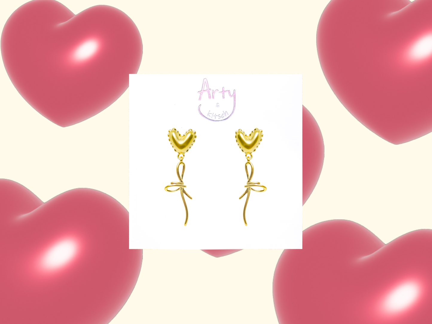 Slim Bow Heart Earrings