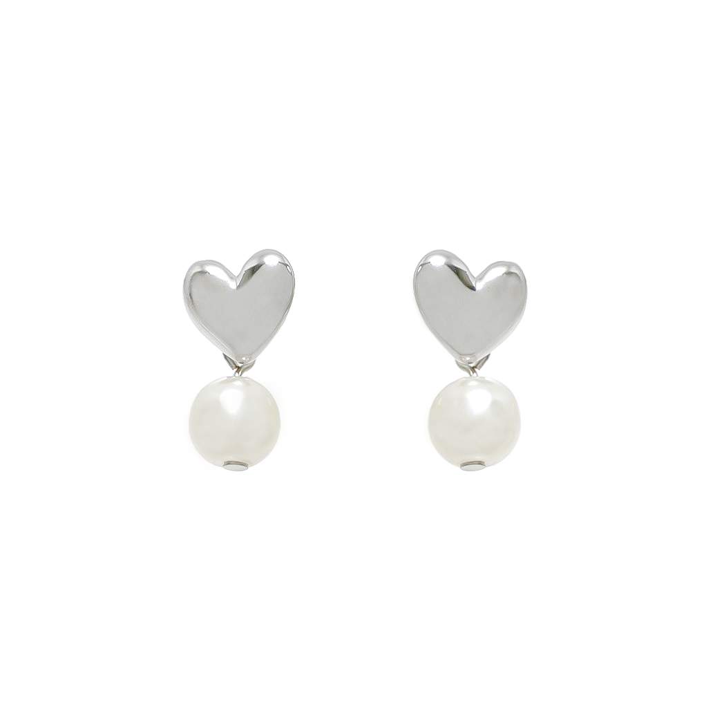 Petit Heart Drop Pearl Earrings