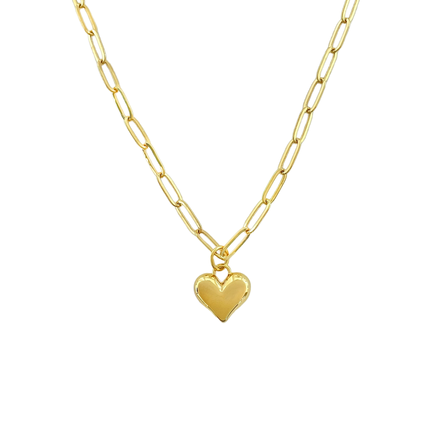 Glossy Heart Link Chain Necklace