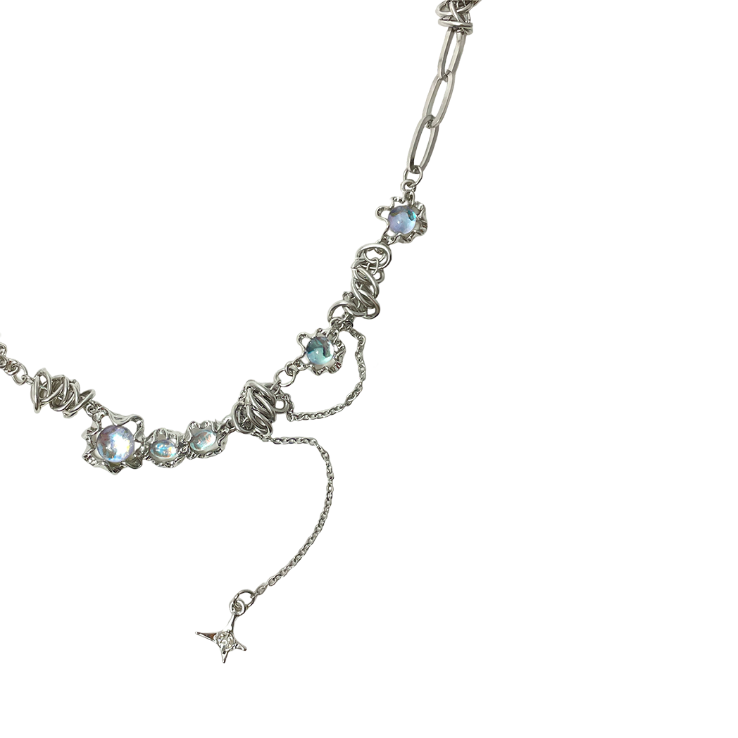 Spiral Aurora Bead Chain Necklace