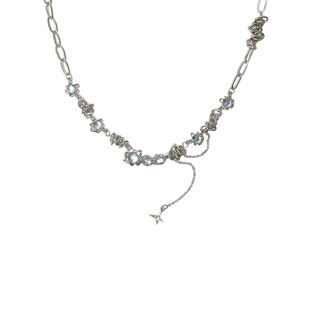 Spiral Aurora Bead Chain Necklace