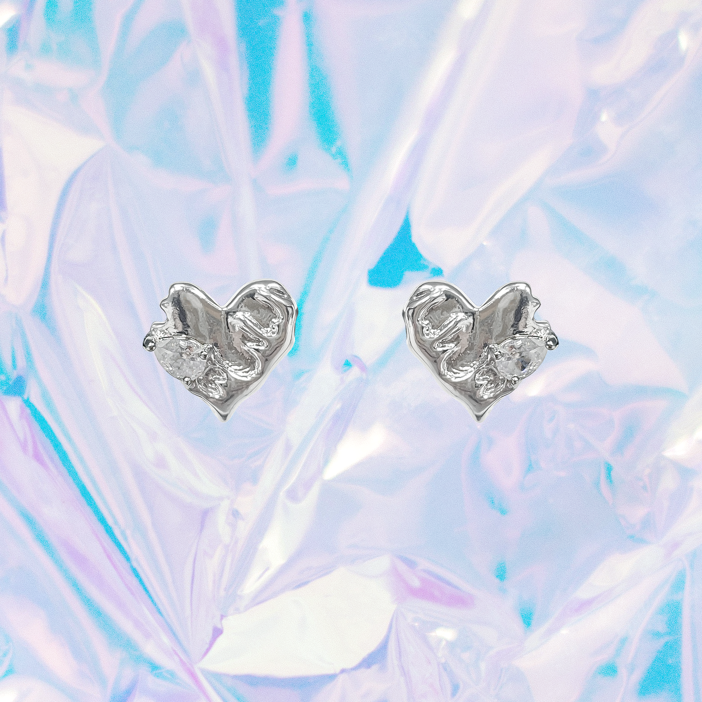 CZ Point Heart Studs