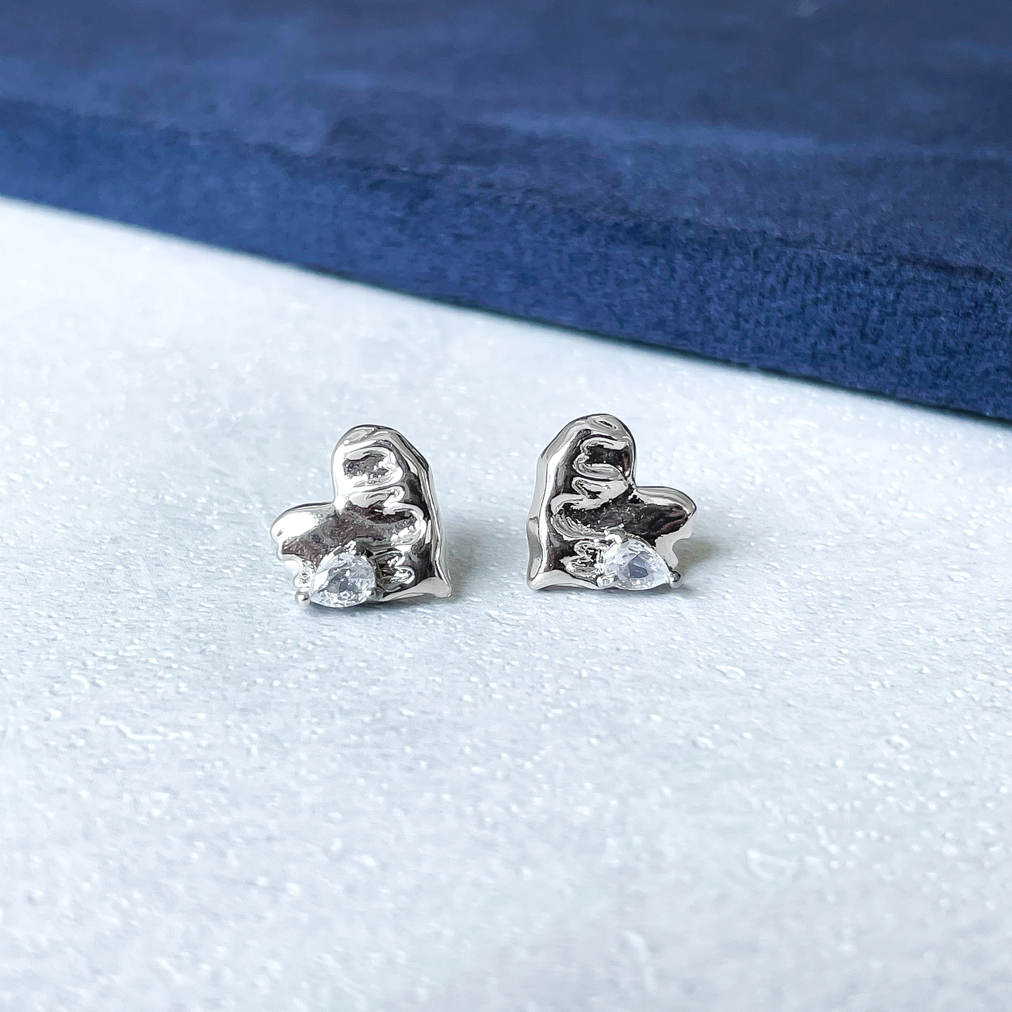 CZ Point Heart Studs