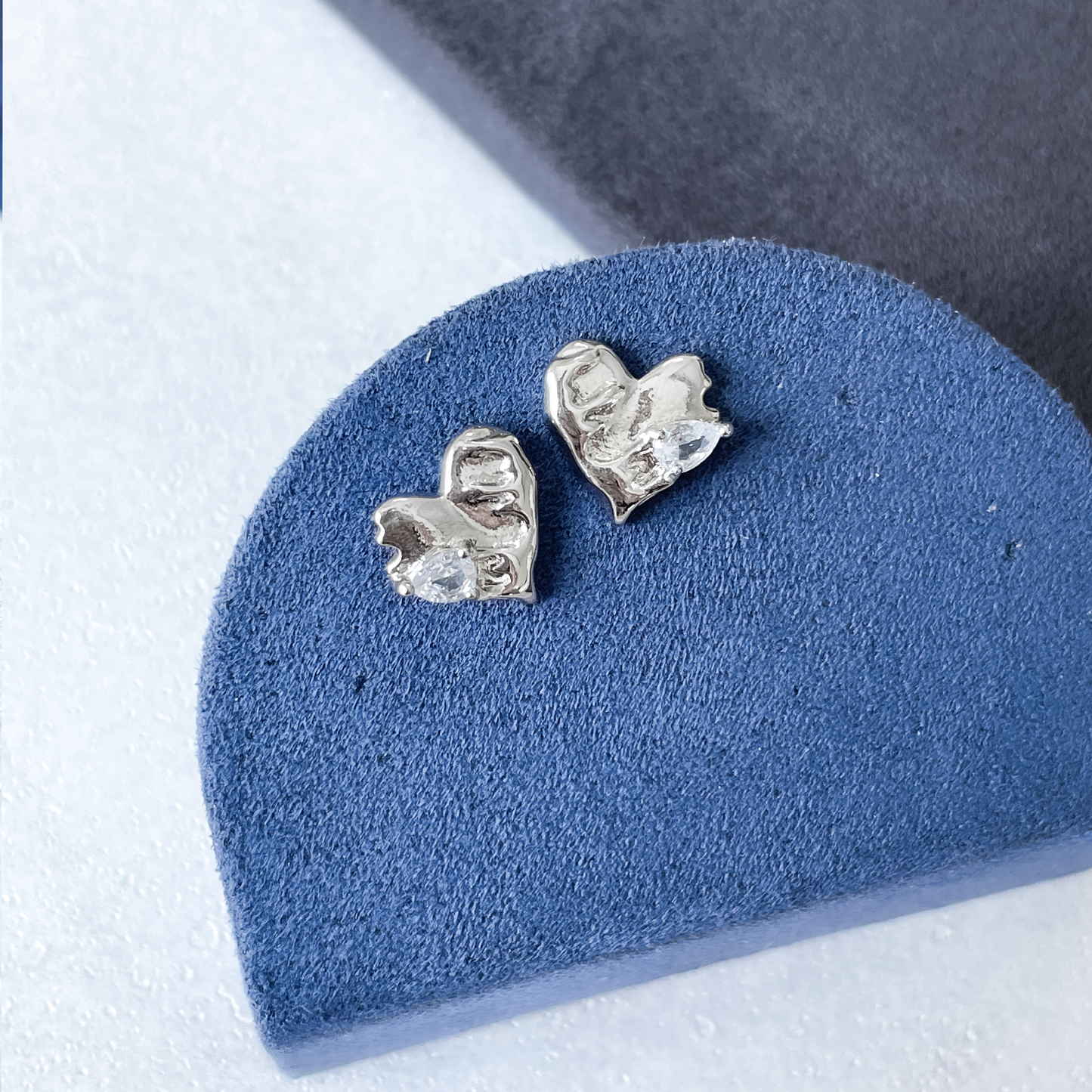 CZ Point Heart Studs