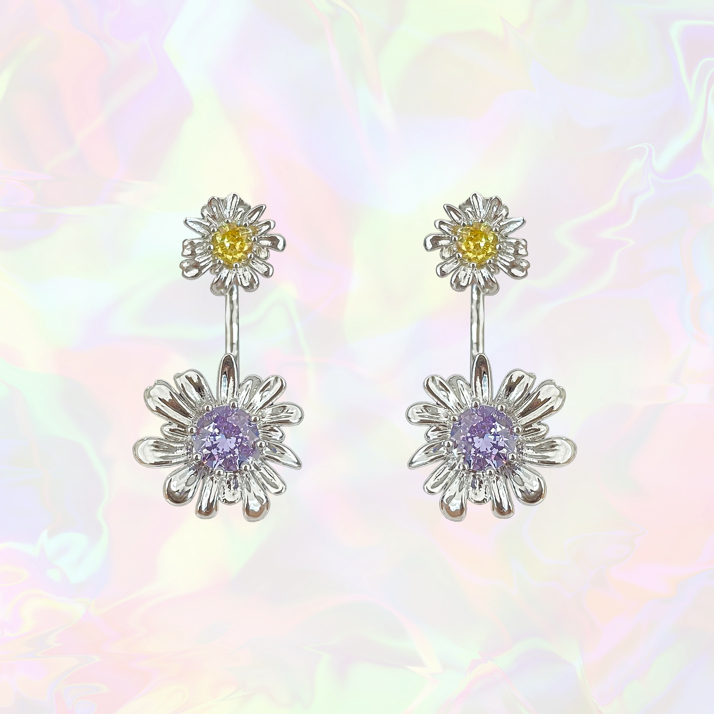 Double Flower Pair Drop Earrings