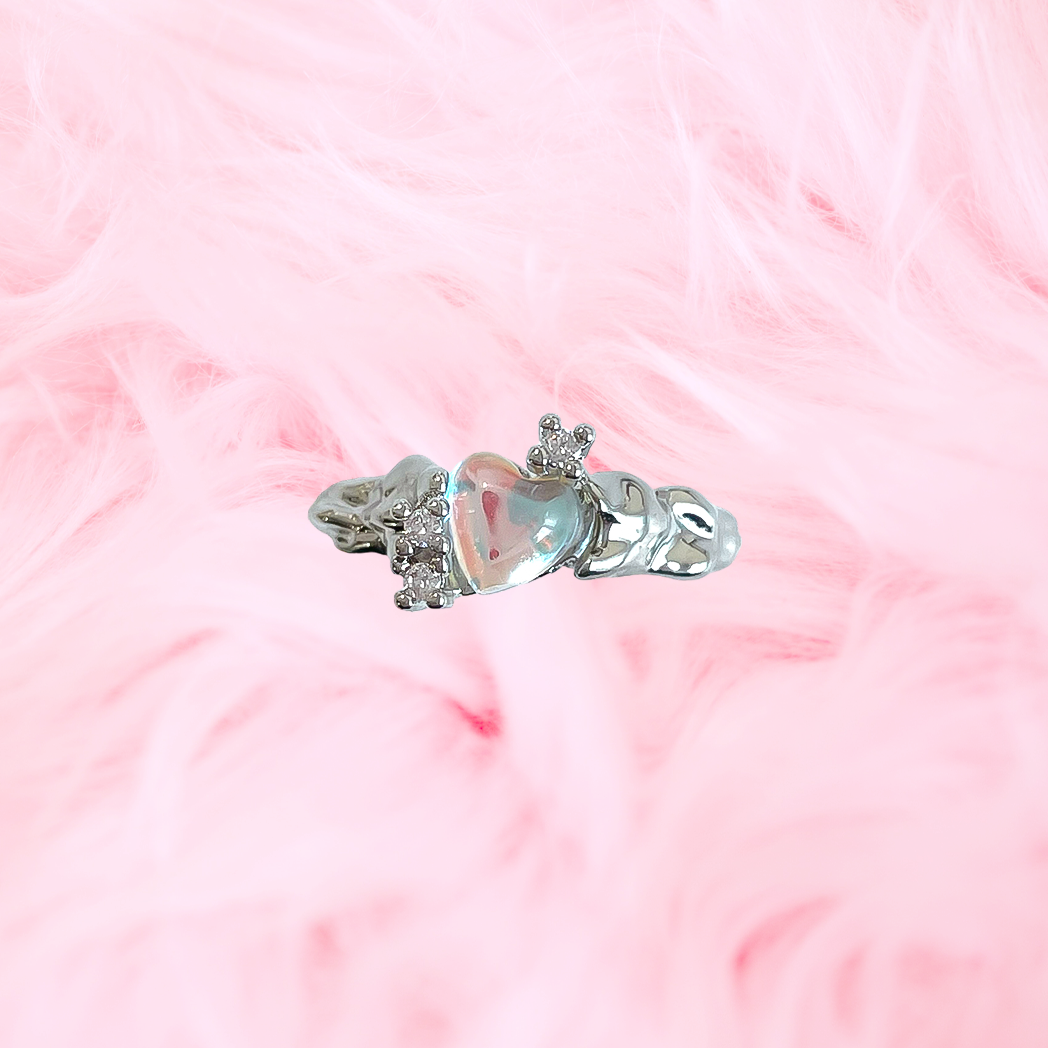 Clear Aurora Heart Ring