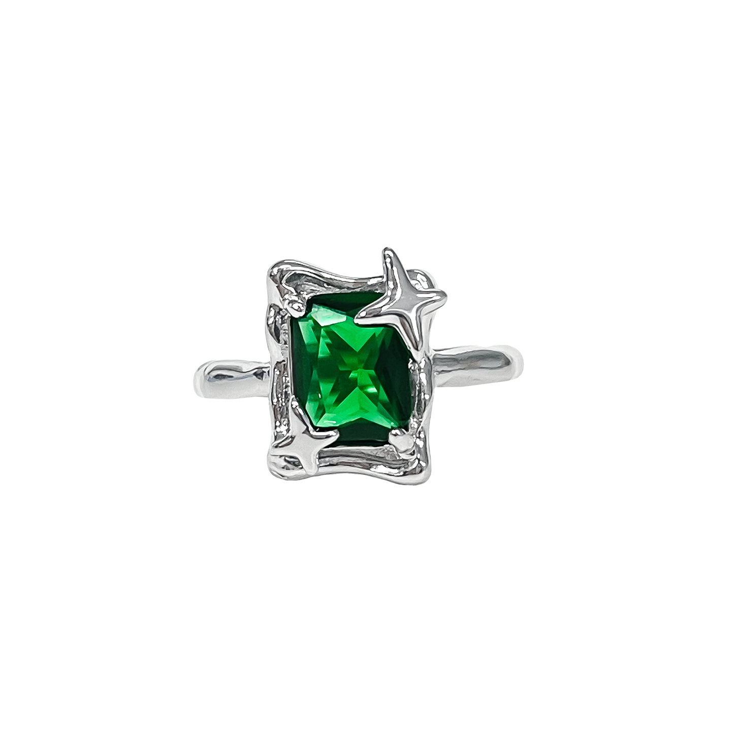 Glow CZ Squre Ring
