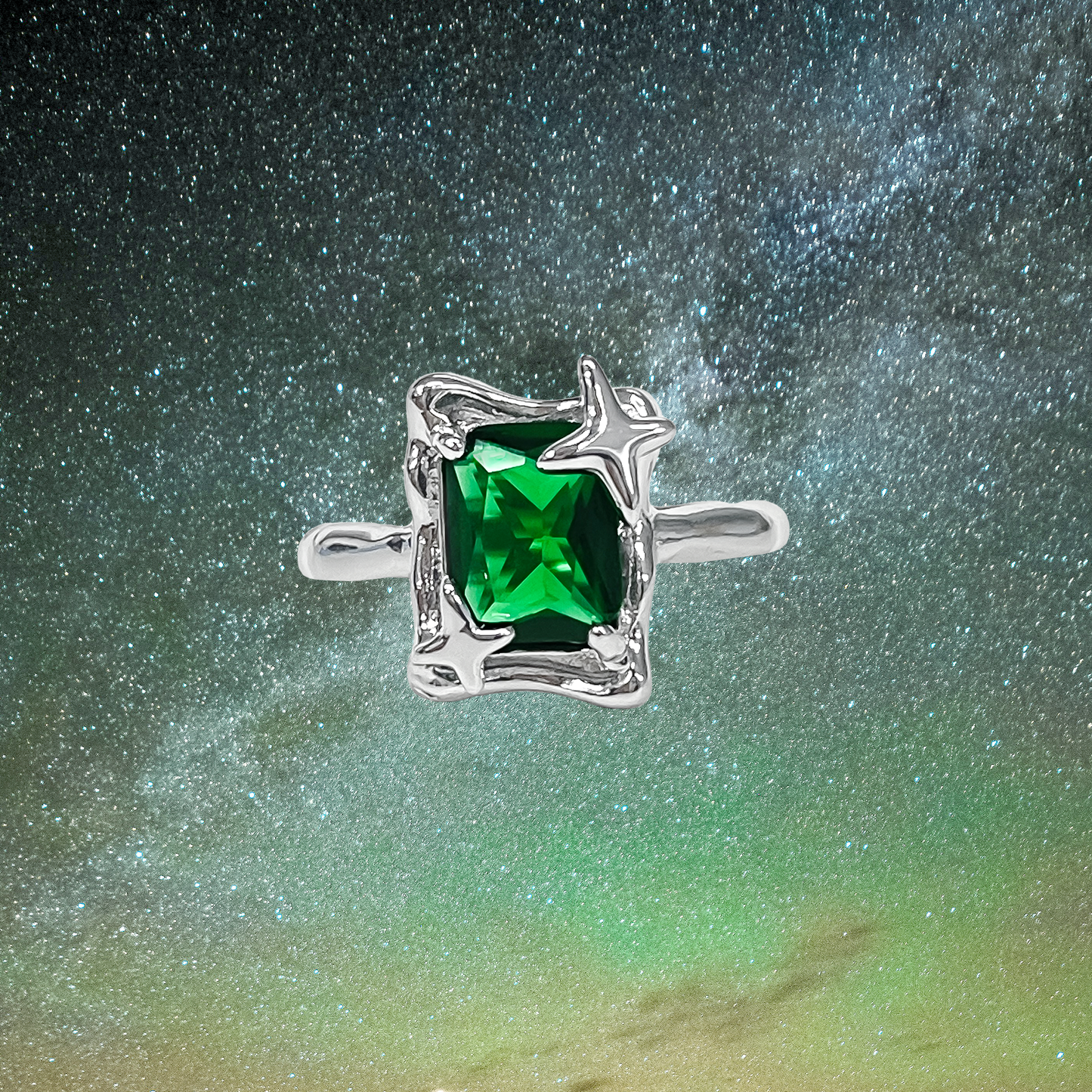 Glow CZ Squre Ring