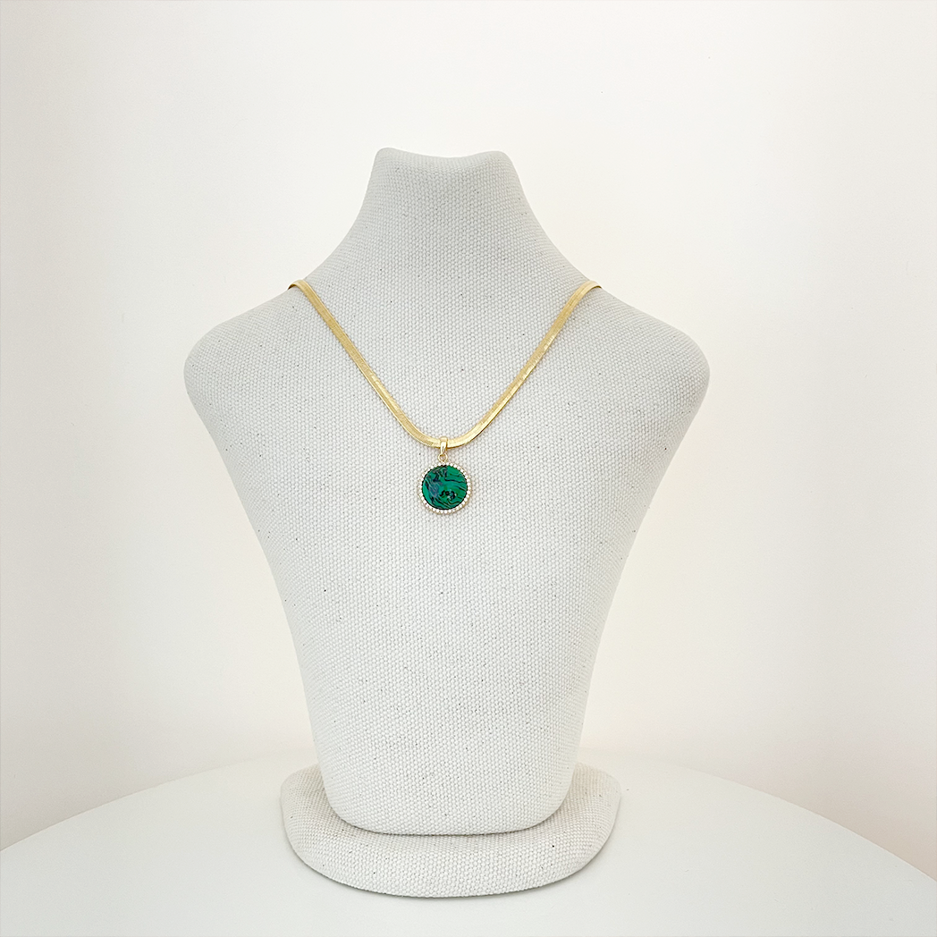 Malachite Pendant Gold Chain Necklace