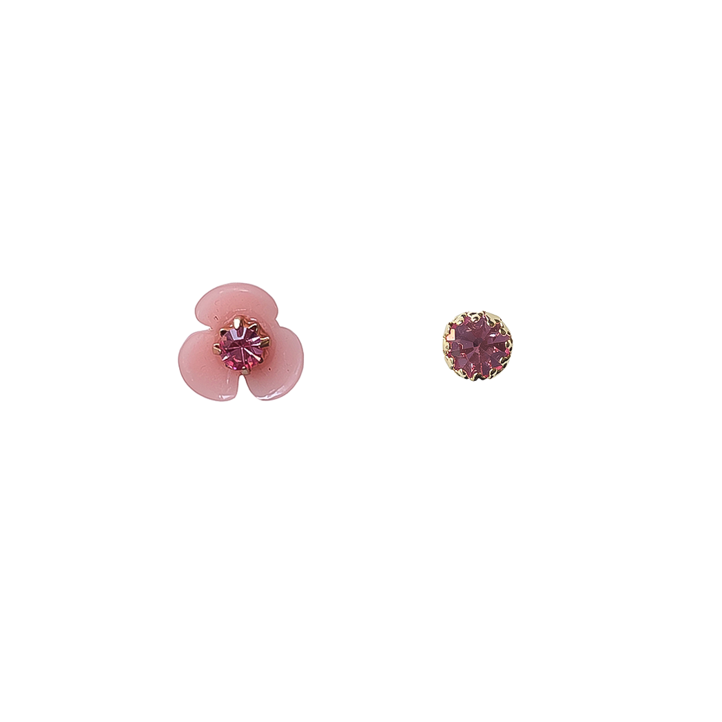 Three Petal Flower Mismatched Studs