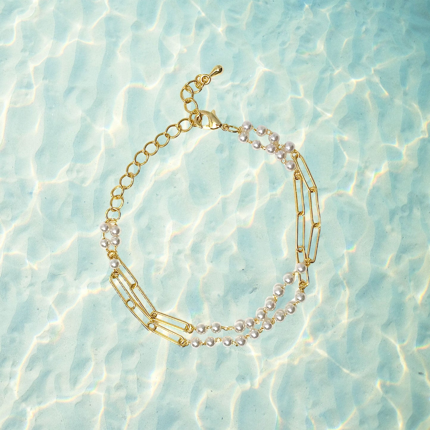 Layered Chain Pearl Bracelets