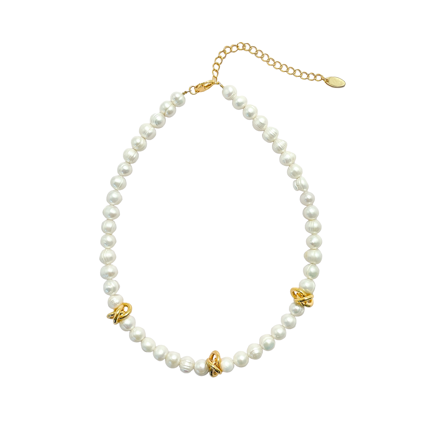 Pearl & Brass Knot Necklace