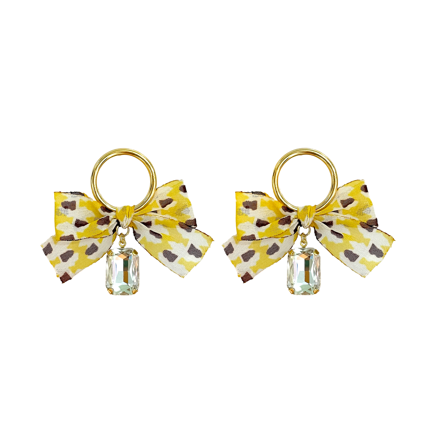 Bow Glass Stone Earrings
