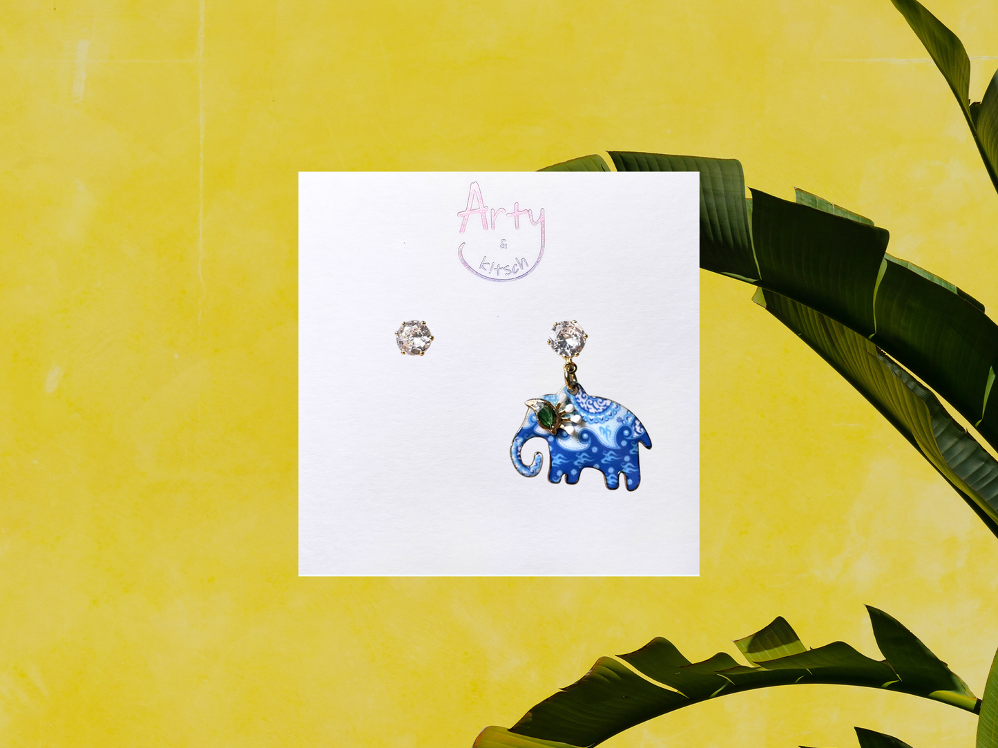 Blue Elephant Mismatched Earrings