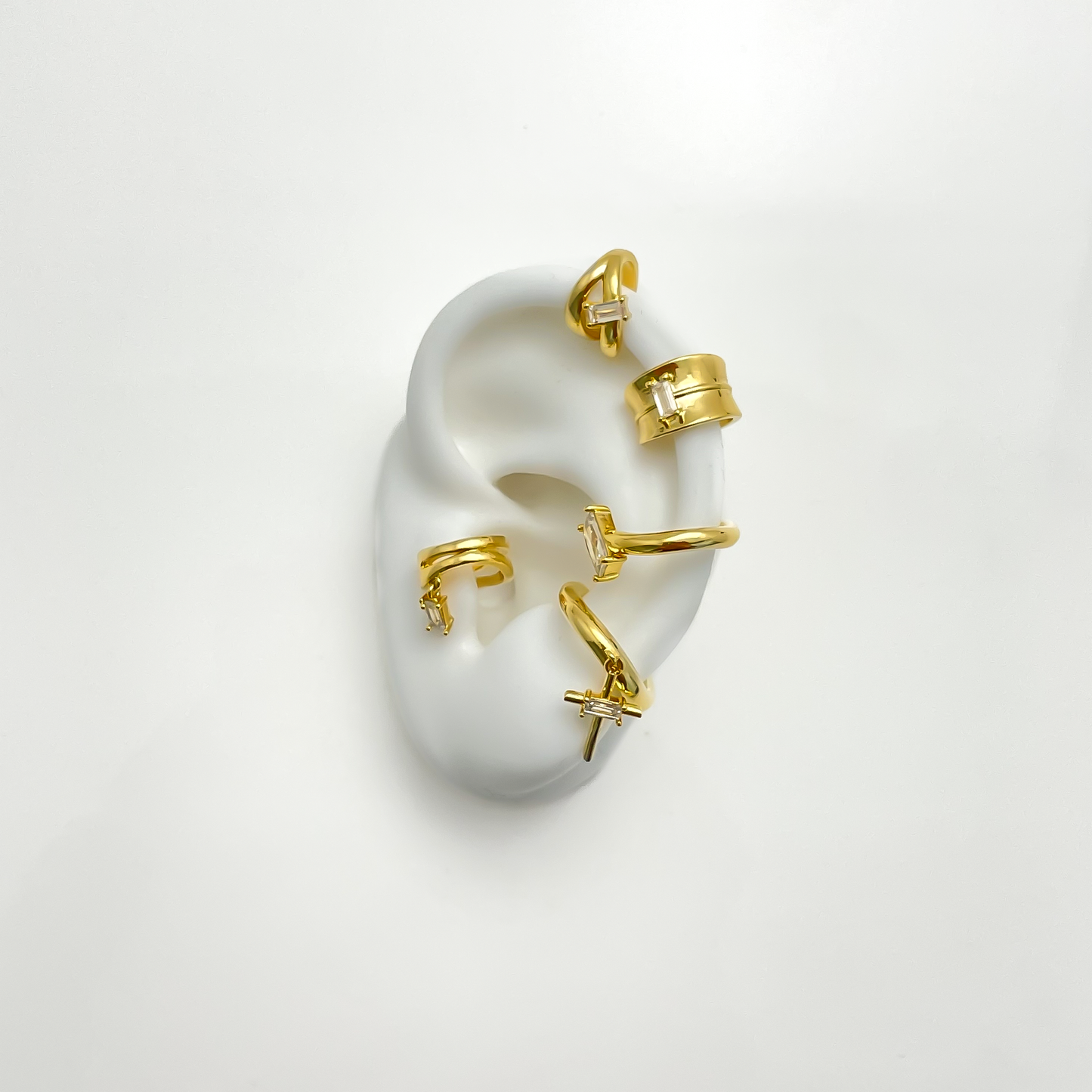 Baguette CZ Ear Cuffs-Set of five