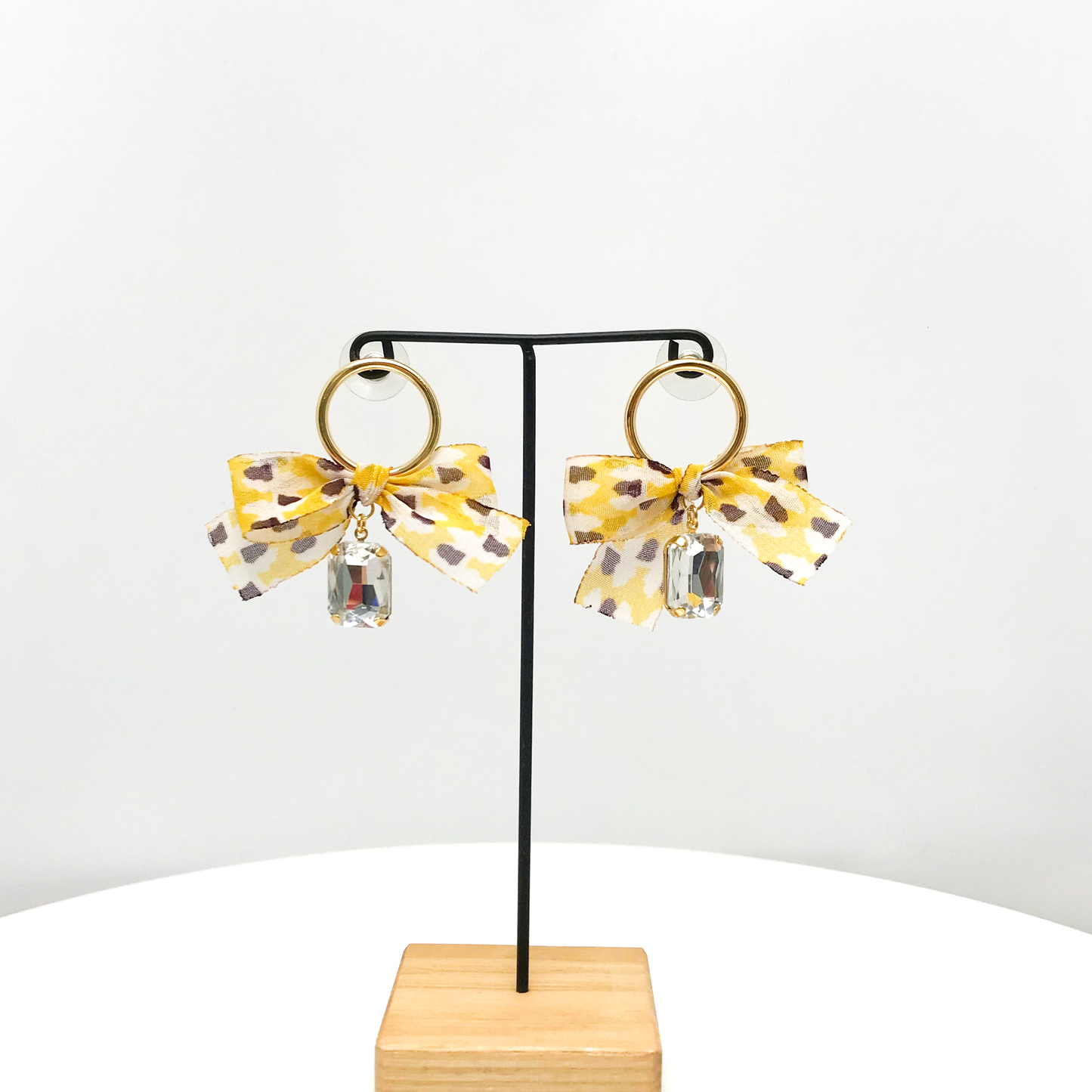Bow Glass Stone Earrings