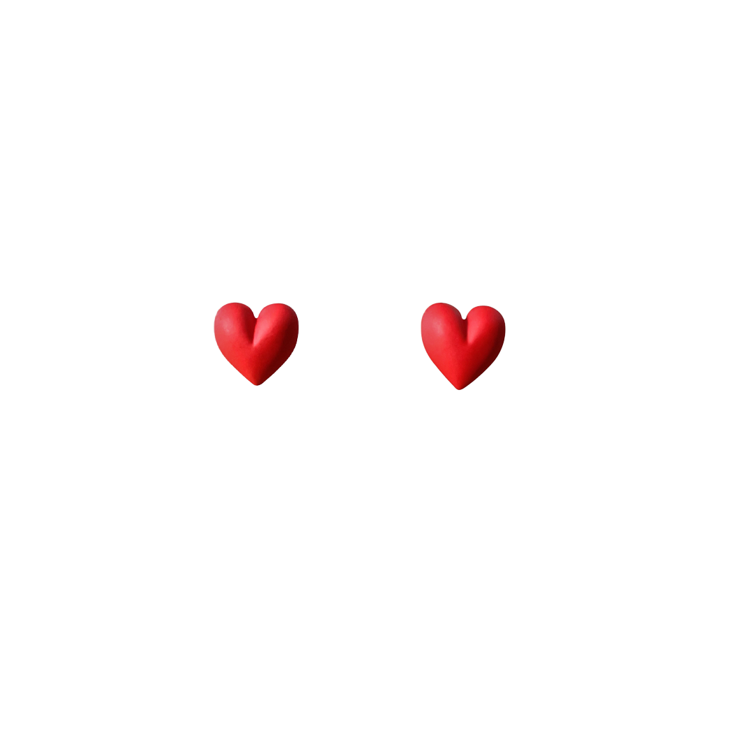 Petit Matte-Finish Heart Studs