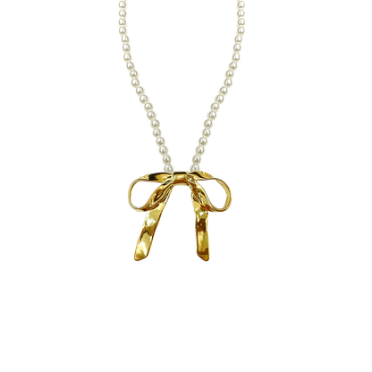 Bow Pendant Pearl Necklace