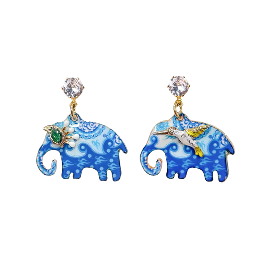 Blue Elephant Earrings
