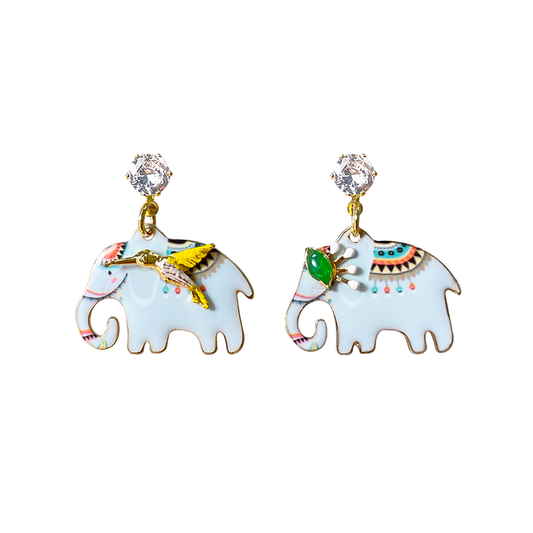 White Elephant Earrings