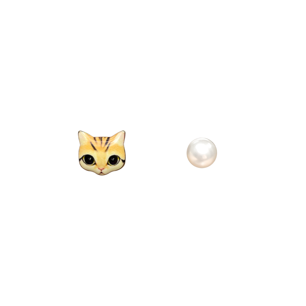 Cat & Pearl Mismatched Studs