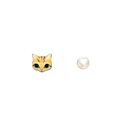 Cat & Pearl Mismatched Studs