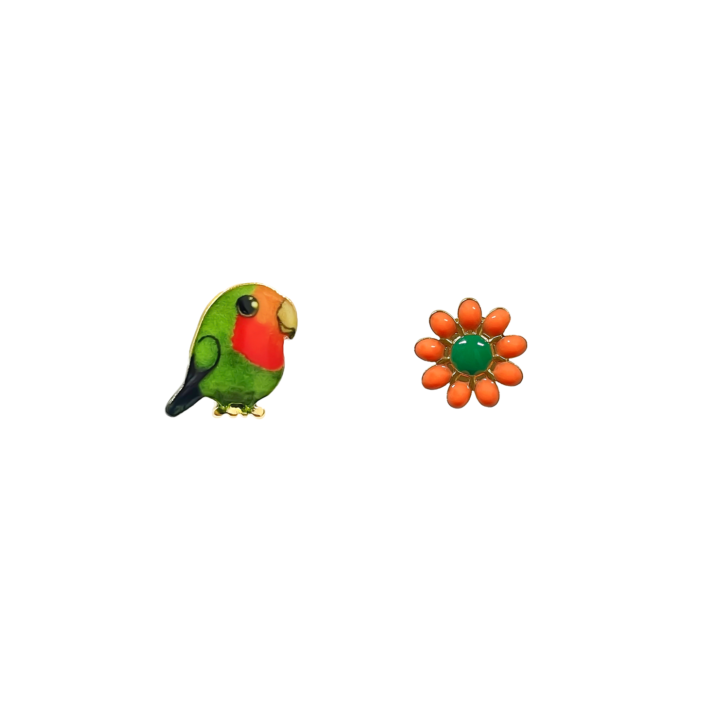 Tropical Parrot & Bloom Mismatched Studs