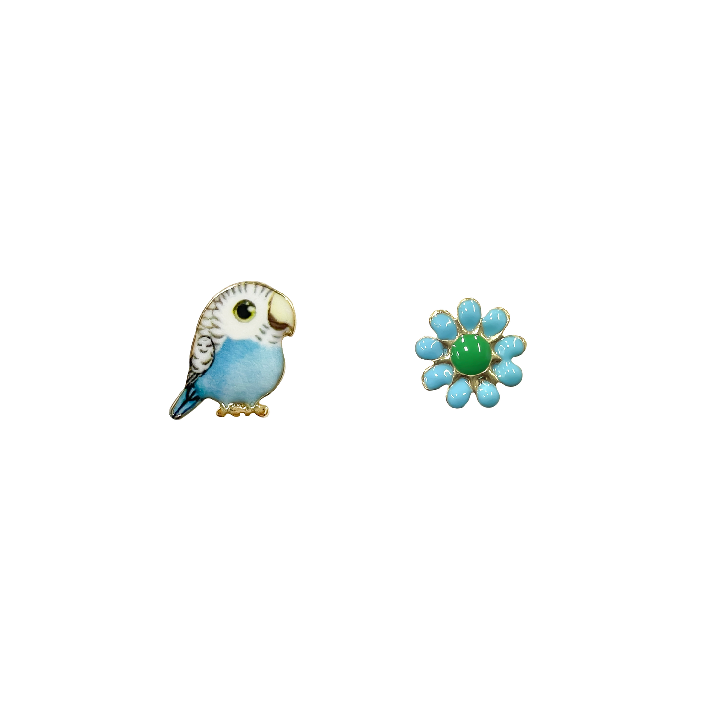 Tropical Parrot & Bloom Mismatched Studs