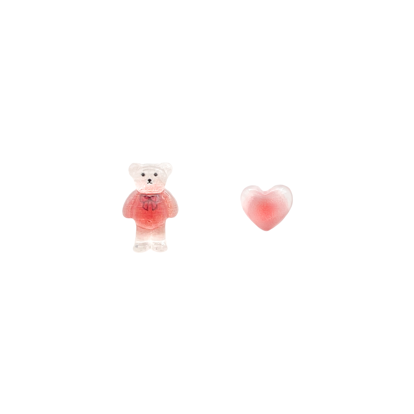 Glittery Bear & Heart Mismatched Studs