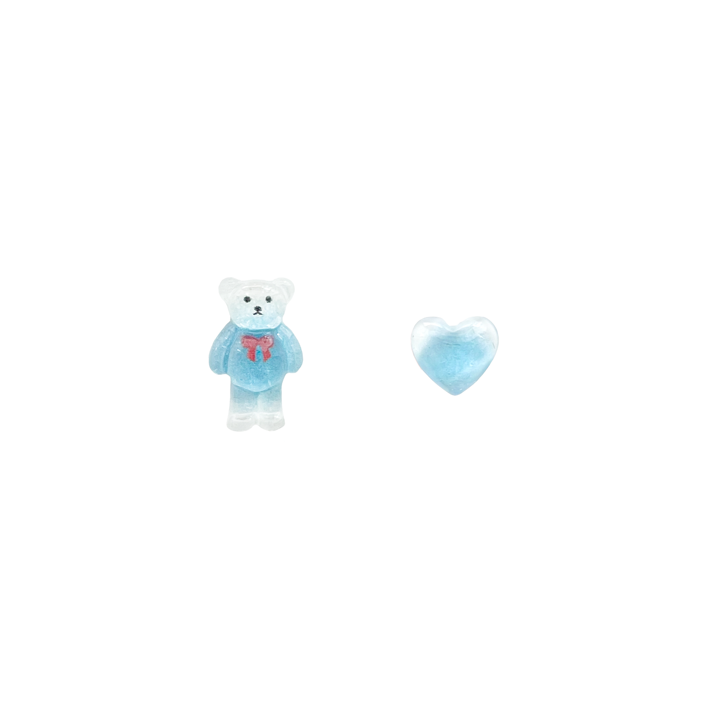 Glittery Bear & Heart Mismatched Studs