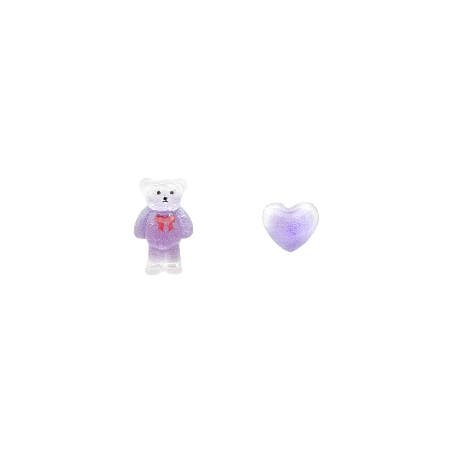 Glittery Bear & Heart Mismatched Studs