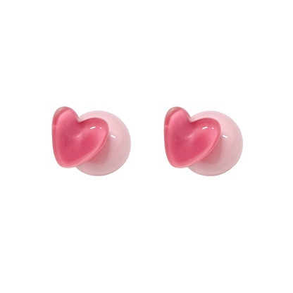 Glossy Heart Ball Ear Jackets