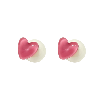 Glossy Heart Ball Ear Jackets