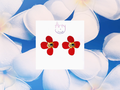 Red Flower Earrings