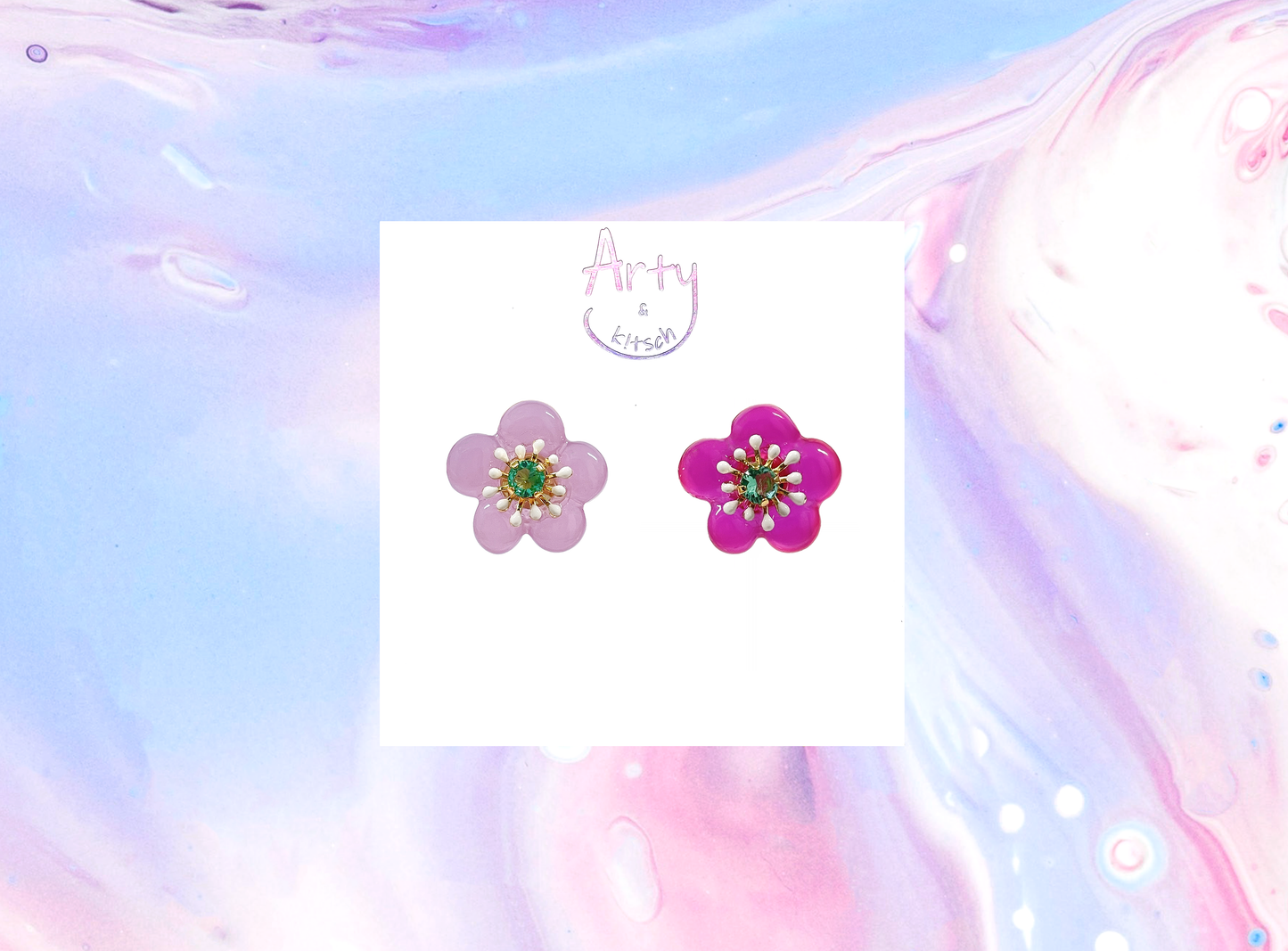 Jelly Flower Mismatched Earrings