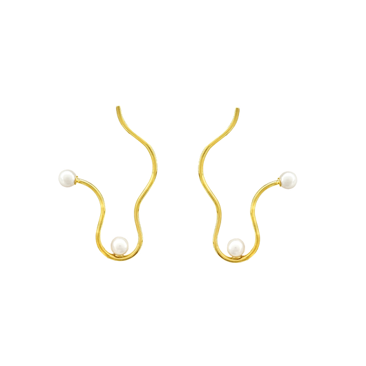 Gold Flow Pearl Earrings