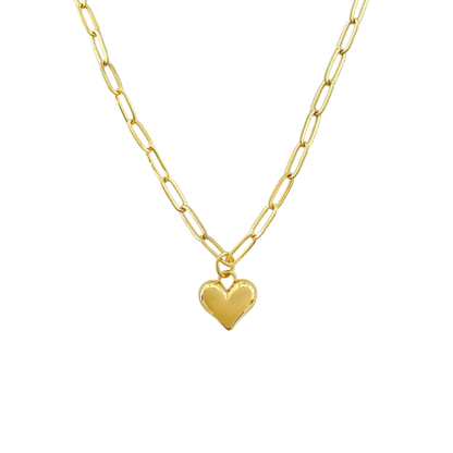 Glossy Heart Link Chain Necklace