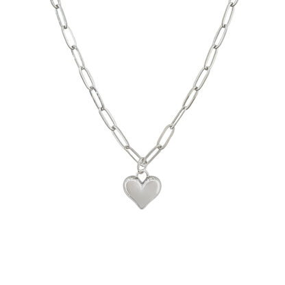 Glossy Heart Link Chain Necklace