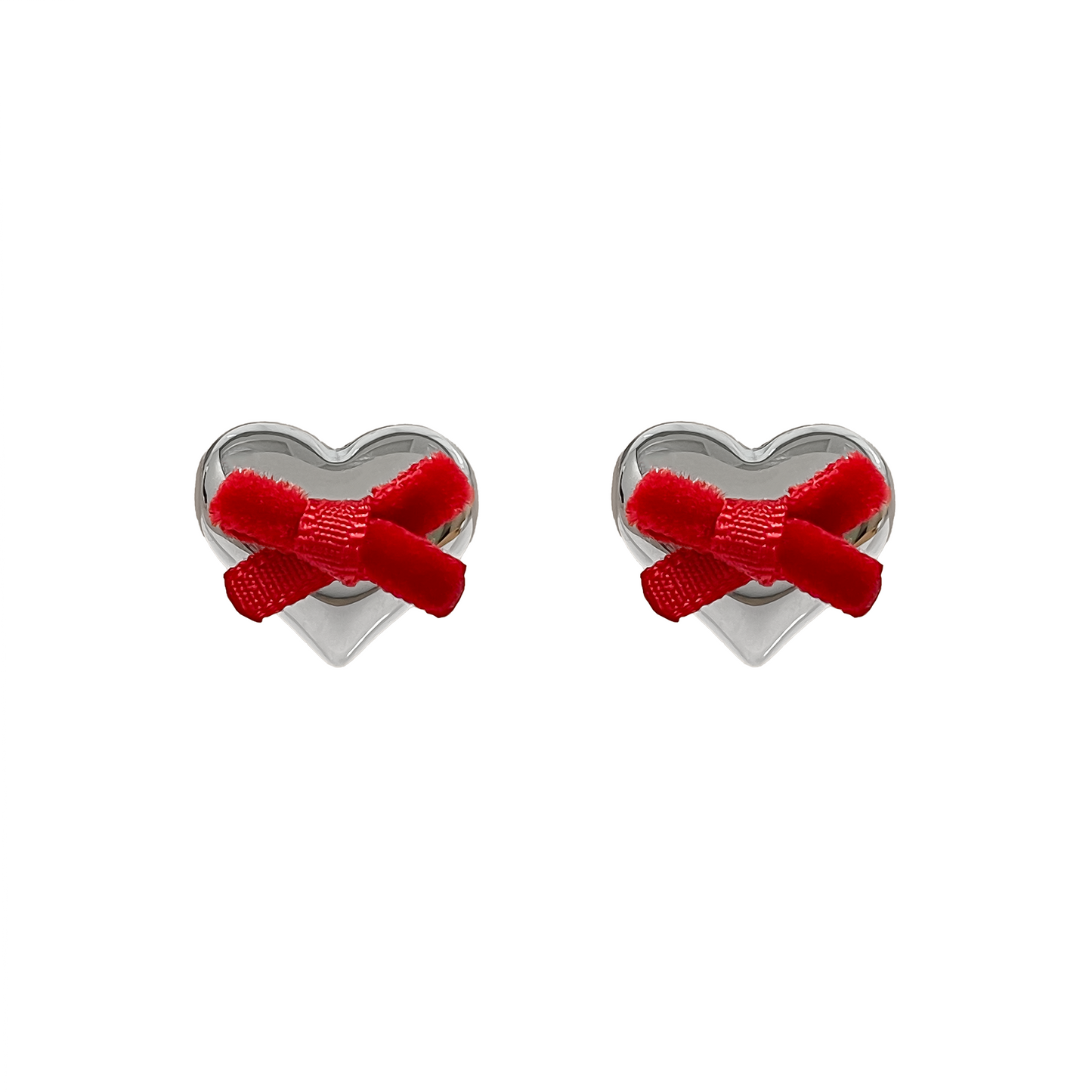 Velvet Bow Heart Earrings