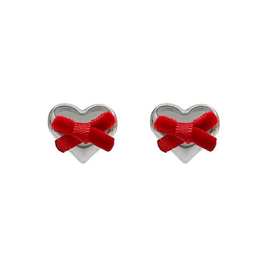 Velvet Bow Heart Earrings