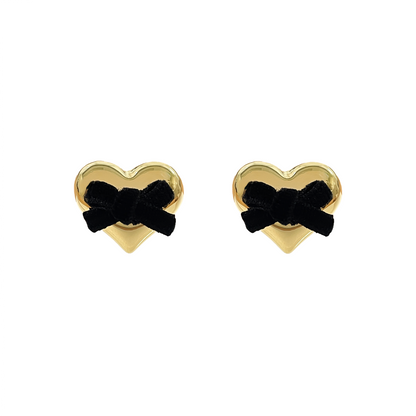 Velvet Bow Heart Earrings